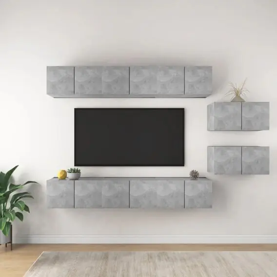Szafki TV, 8 szt., szarość betonu, płyta wiórowa Lumarko! - Hurtownia wielobranżowa Lumarko Hit sprzedaży
